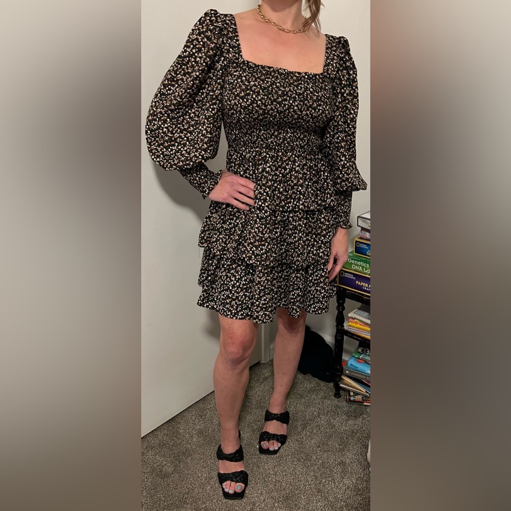 Amazon Black Floral Long Sleeve Dress